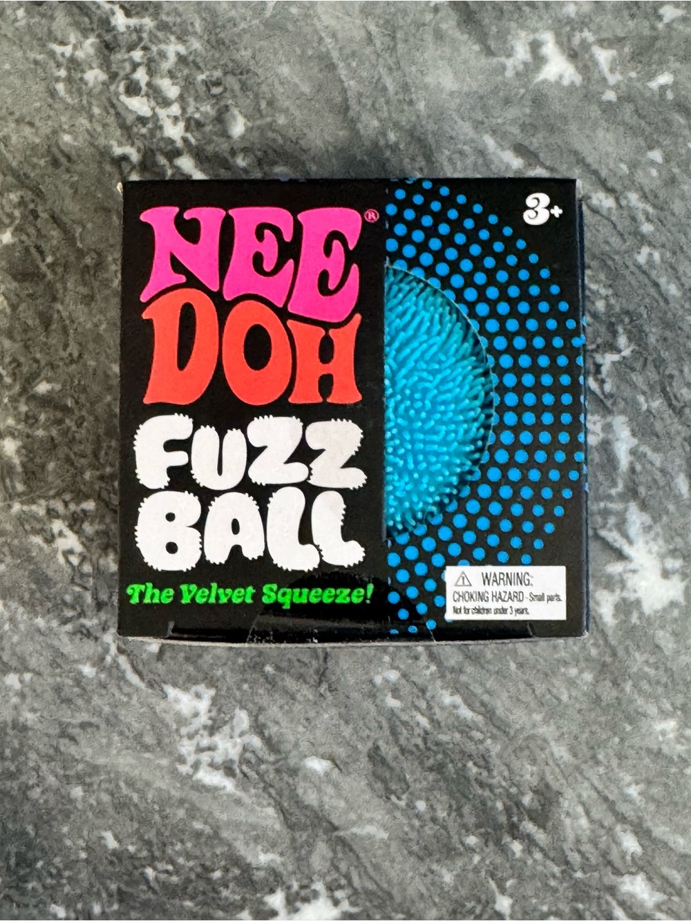 NeeDoh Fuzz Ball Blue Authentic Schylling NWT Rare Velvet Squishy